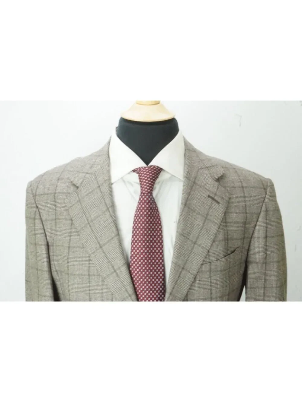 Caruso Gray Brown Plaid Flannel S110s Wool 2 Pc Suit Jacket Pant 42 US NEW